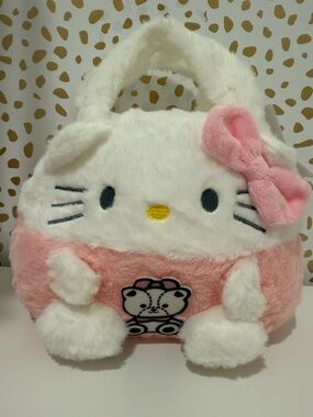 Hello Kitty White and Pink Plush Kids Mini Tote